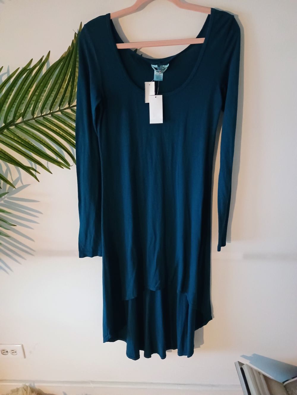 Hard Tail Women's Long Sleeve Teal Scoop Neck Dress Size Small New